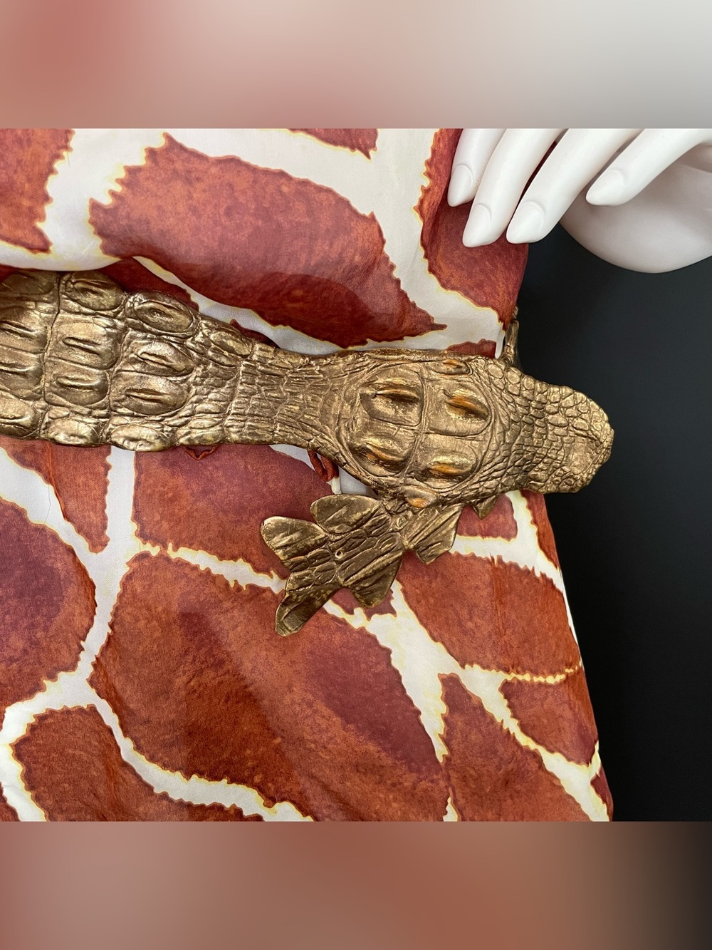 Roberto Cavalli S/S 2006 Vintage One Shoulder Giraffe Dress & Metallic Croc Belt - Picture 9 of 14